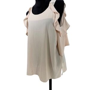 Umgee‎ USA Womens Cold Shoulder Ruffle Sleeve Blouse Top Size L